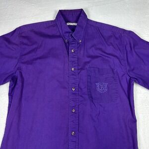 Vintage Bugle Boy Men's Large Shirt Purple Crown Crest Surf Skate 80's Grunge